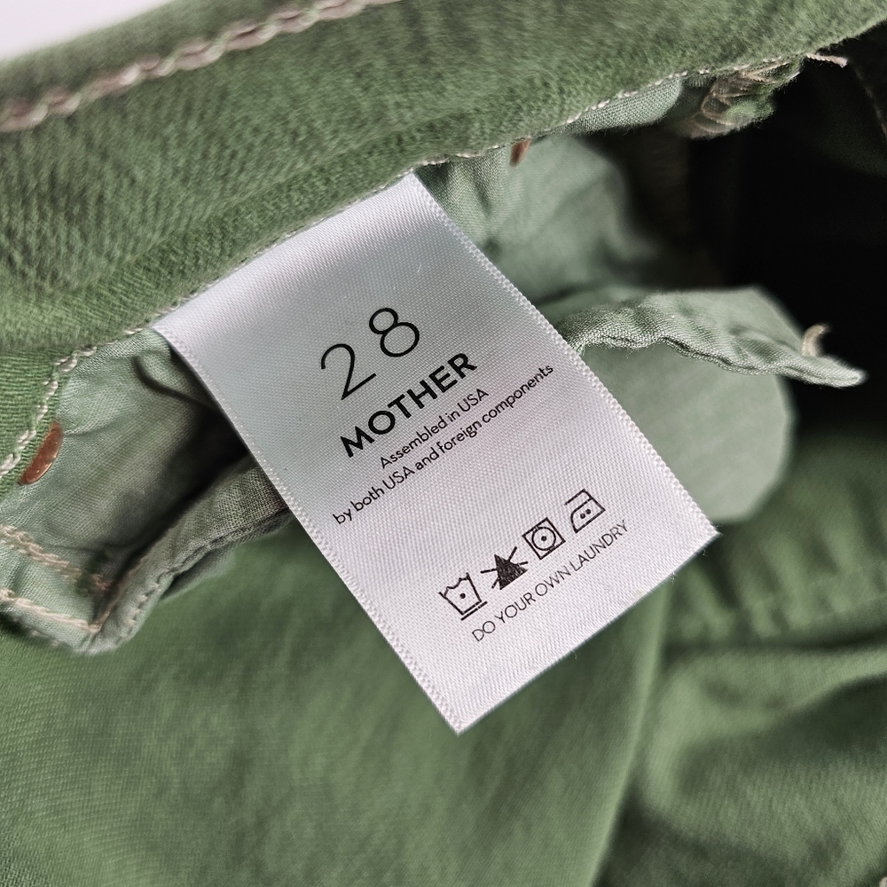 MOTHER Green Cropped Ankle Jeans with Frayed Hem - Picture 7 of 7